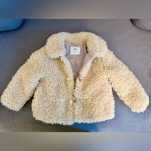 Zara Girls Faux Shearling Toggle Coat